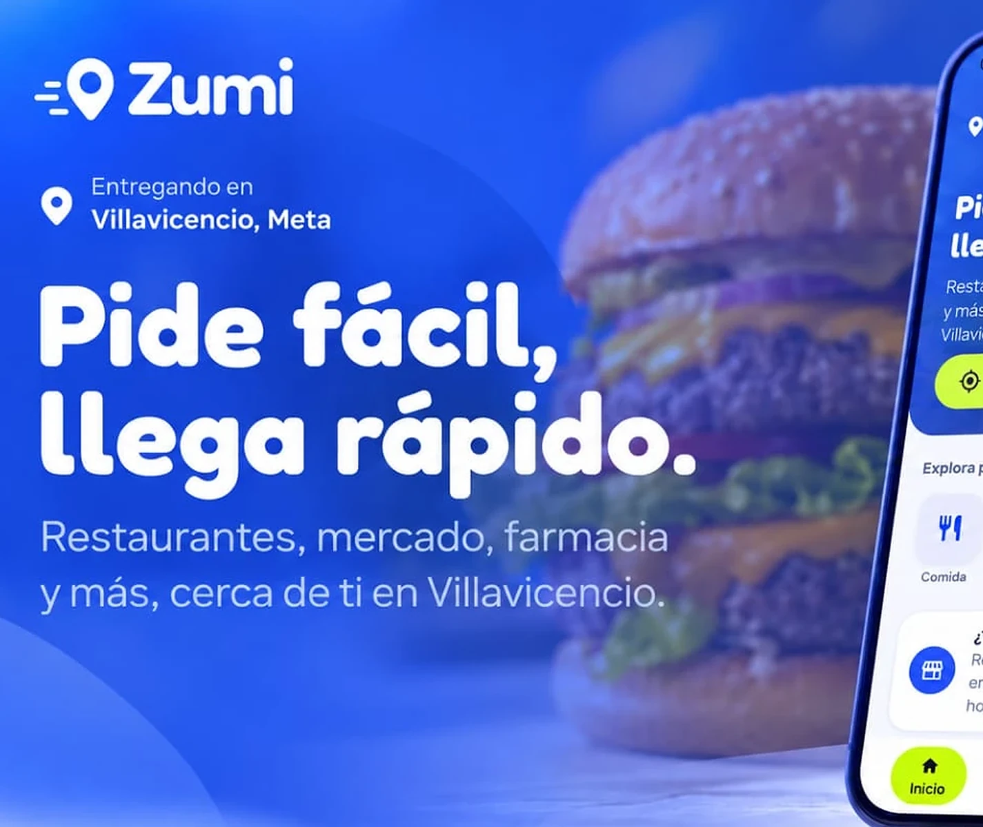 Zumi: pide fácil, llega rápido. Restaurantes, mercado, farmacia y más, cerca de ti en Villavicencio.